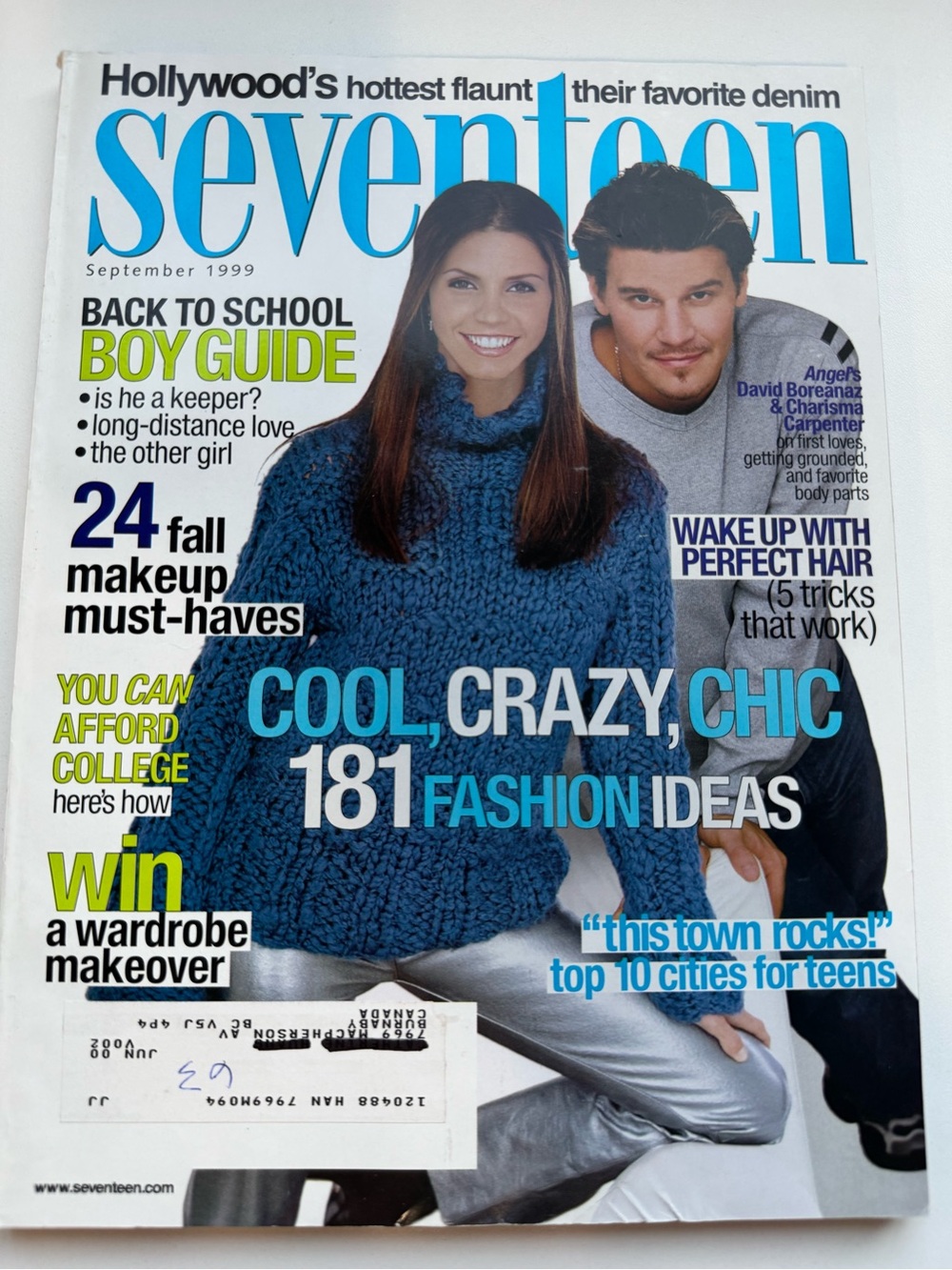 Seventeen 17 Teen Magazine September 1999 Charisma Carpenter David Boreanaz
